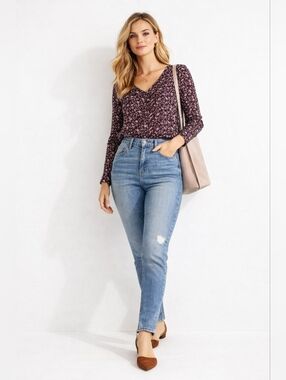 NEW LOFT Curvy Skinny Jeans Size 8 High Rise Stretch Denim Blue